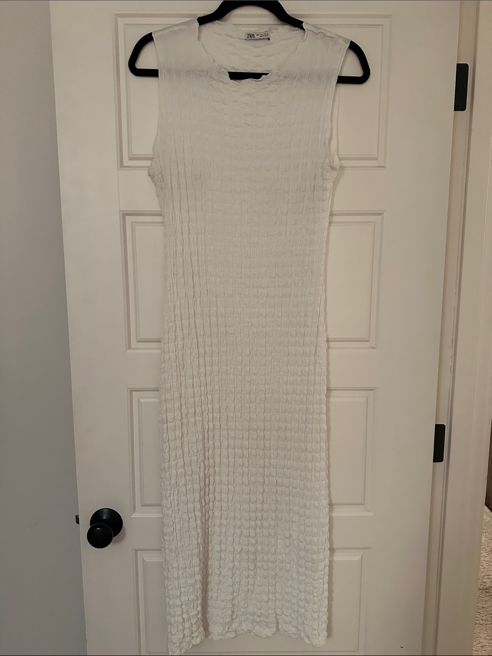 Zara Cream Textured Sleeveless Maxi Dress
